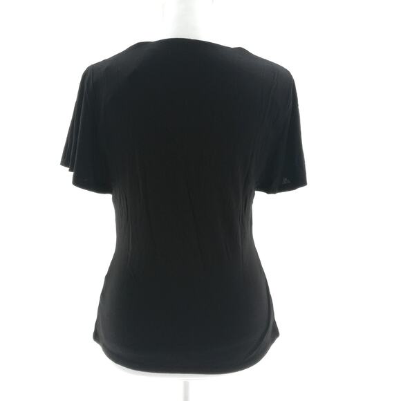 Tahari Black V-Neck Short Sleeve Pullover Blouse Size Petite Small - Picture 3 of 3